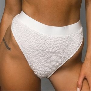 Missguided white crinkle high waist high bikini